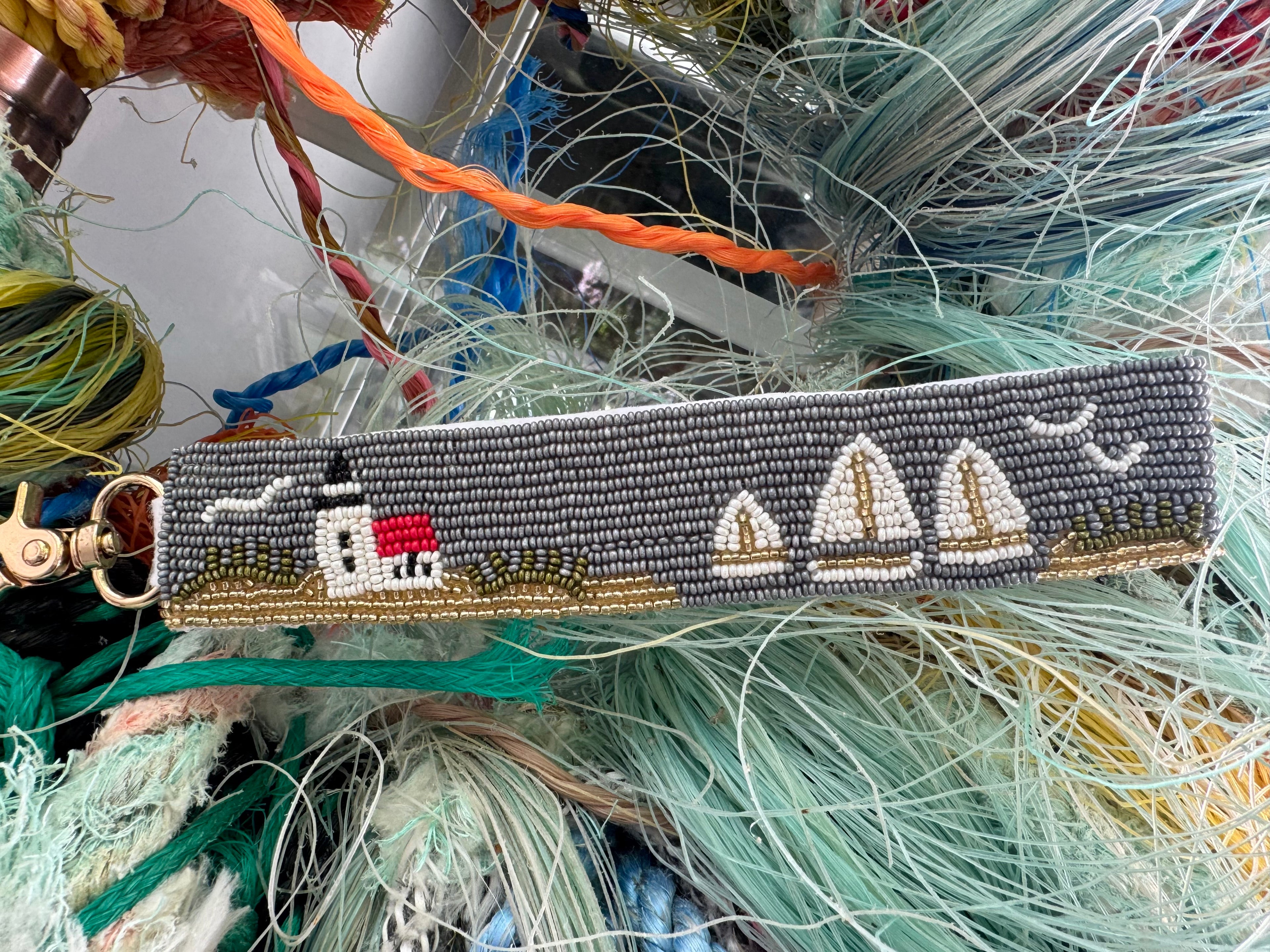 Harbor Lights Beaded Keychain Wristlet