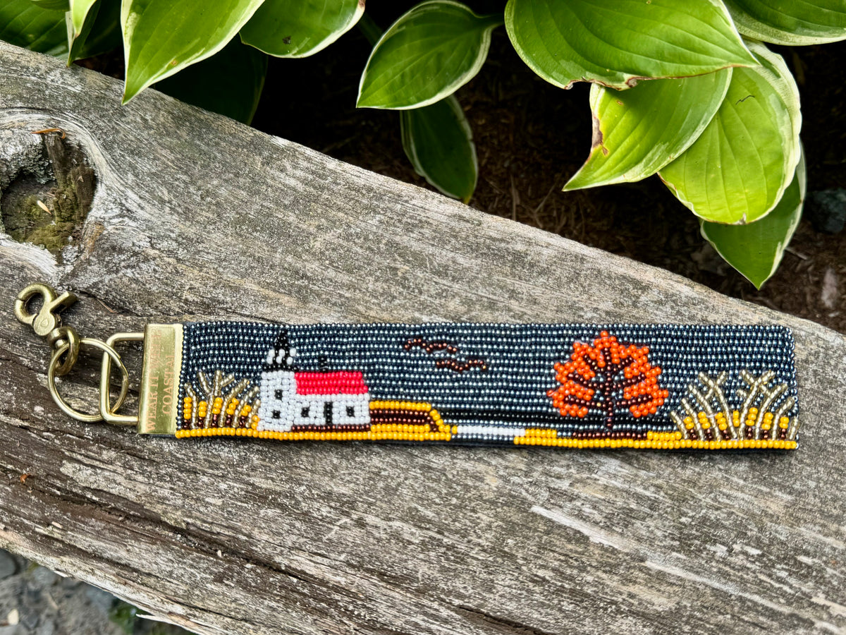 The Autumn Lighthouse Beaded Keychain Wristlet