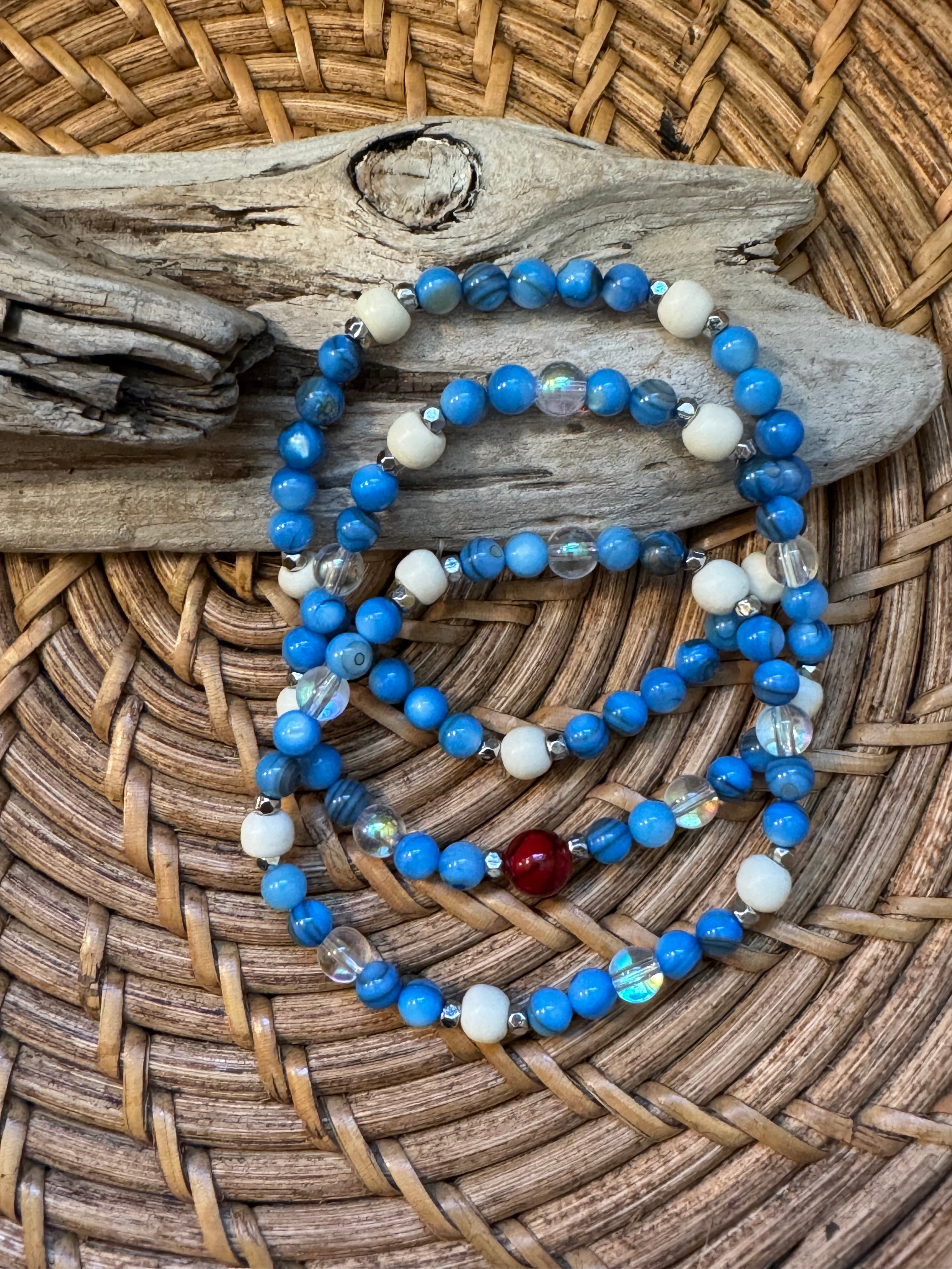 Red, White & Blue Collection - Blue Shell Bracelet (set of 3)
