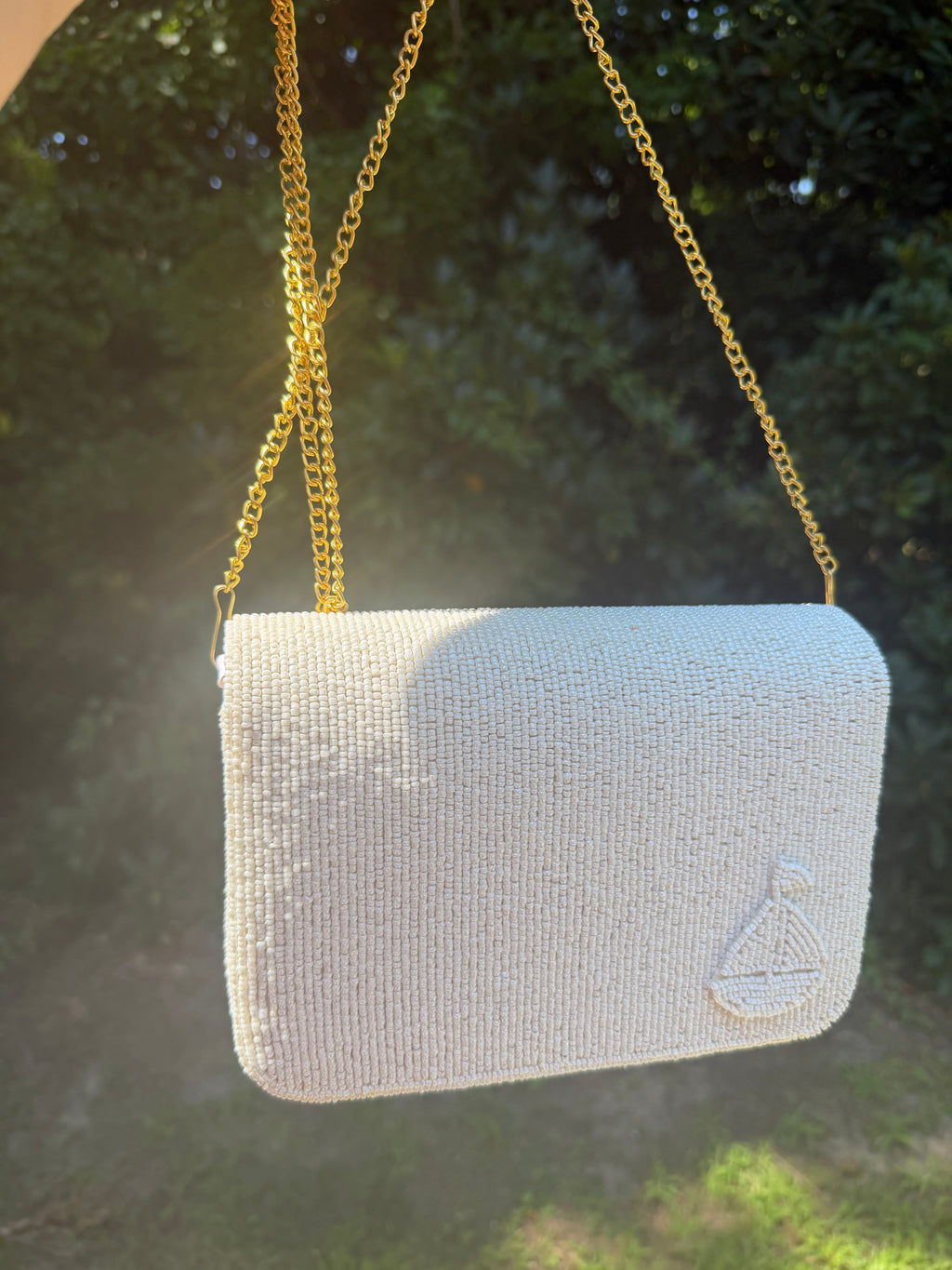 Sand Dollar Beaded Clutch