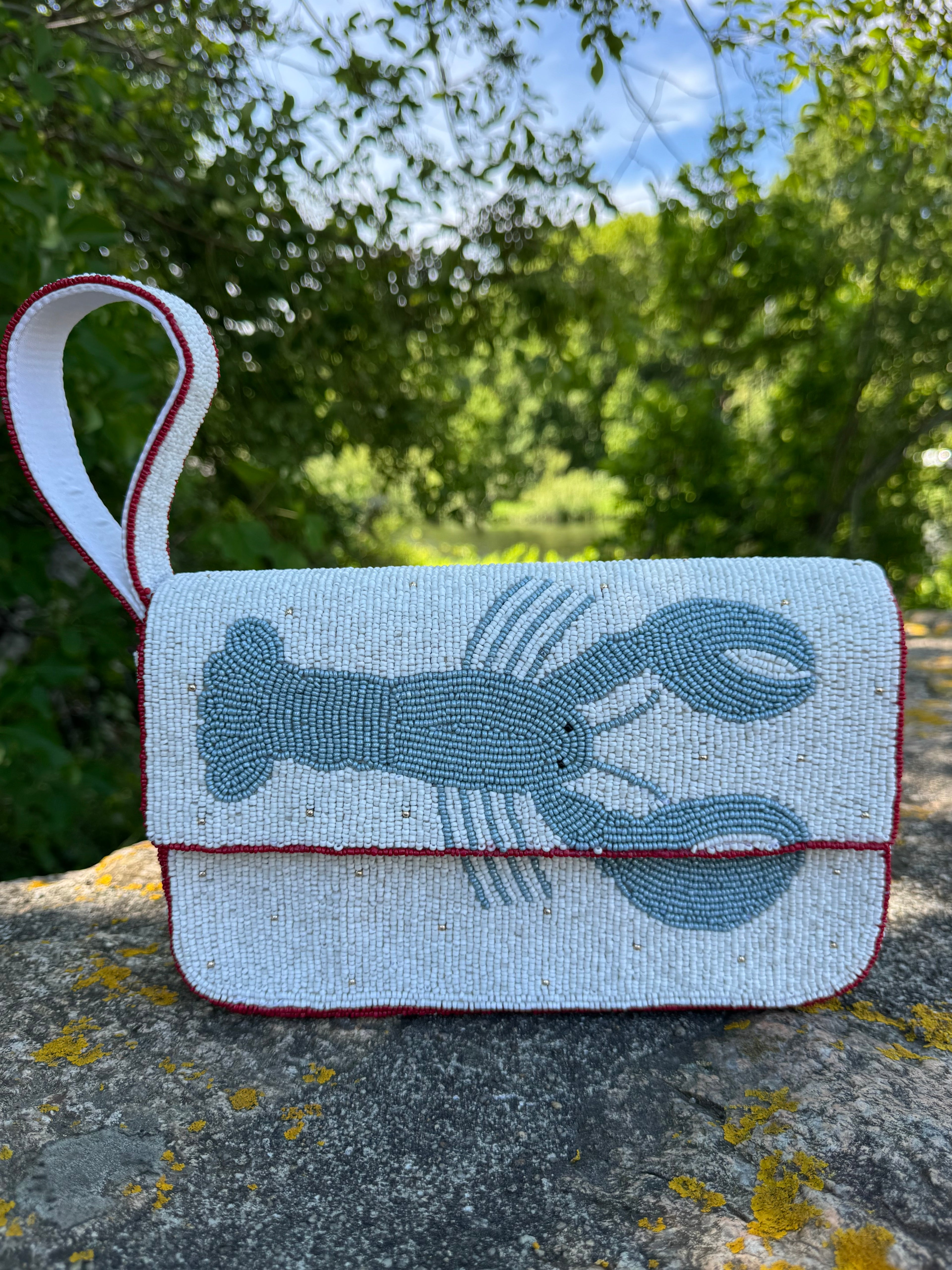 Blue Beaded Lobster Bag