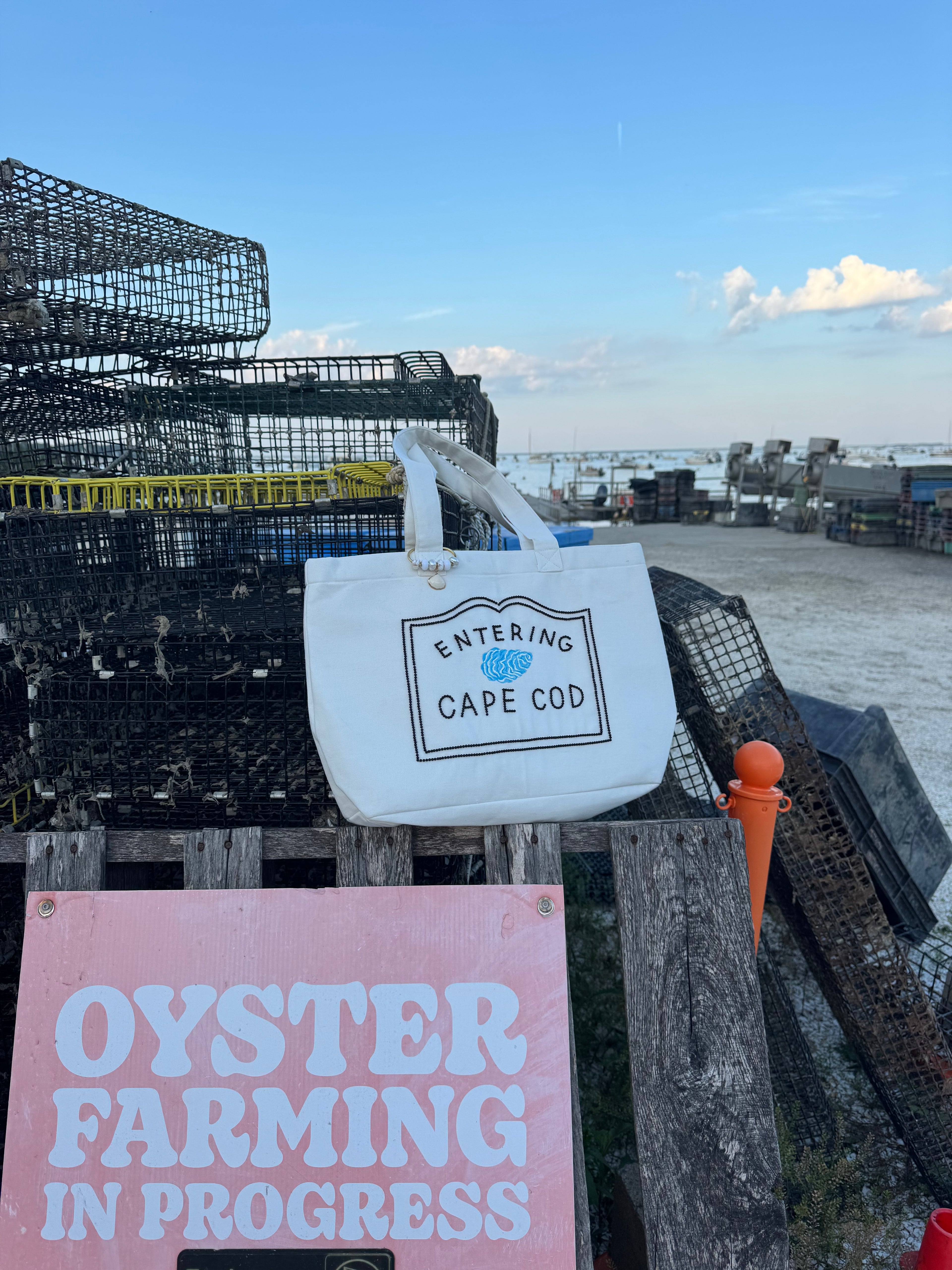Entering Cape Cod Tote – Hand-Painted Oyster Edition 🦪