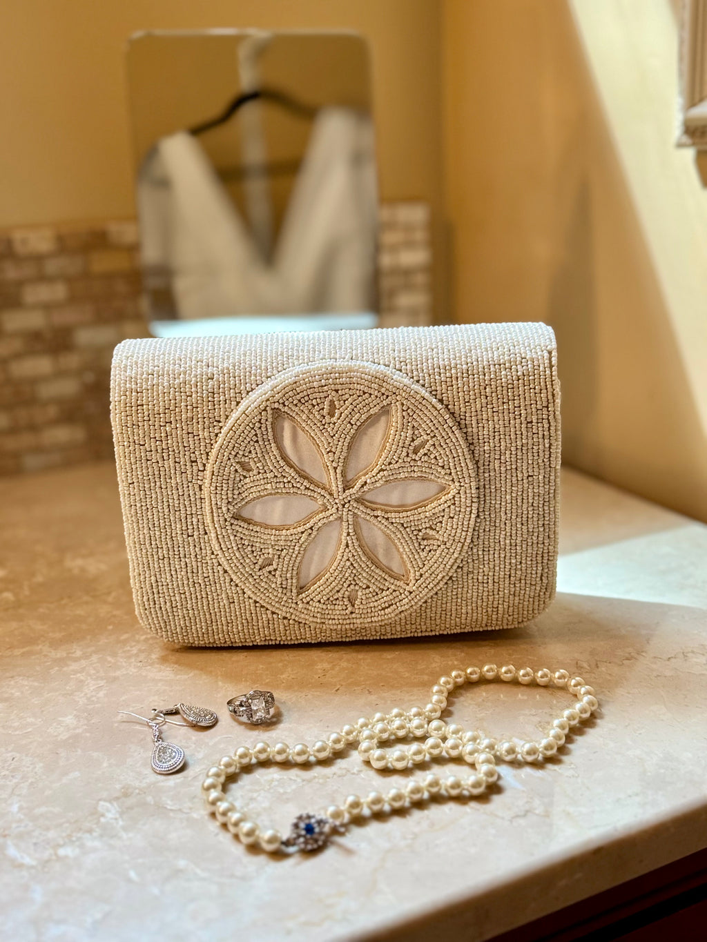 Sand Dollar Beaded Clutch