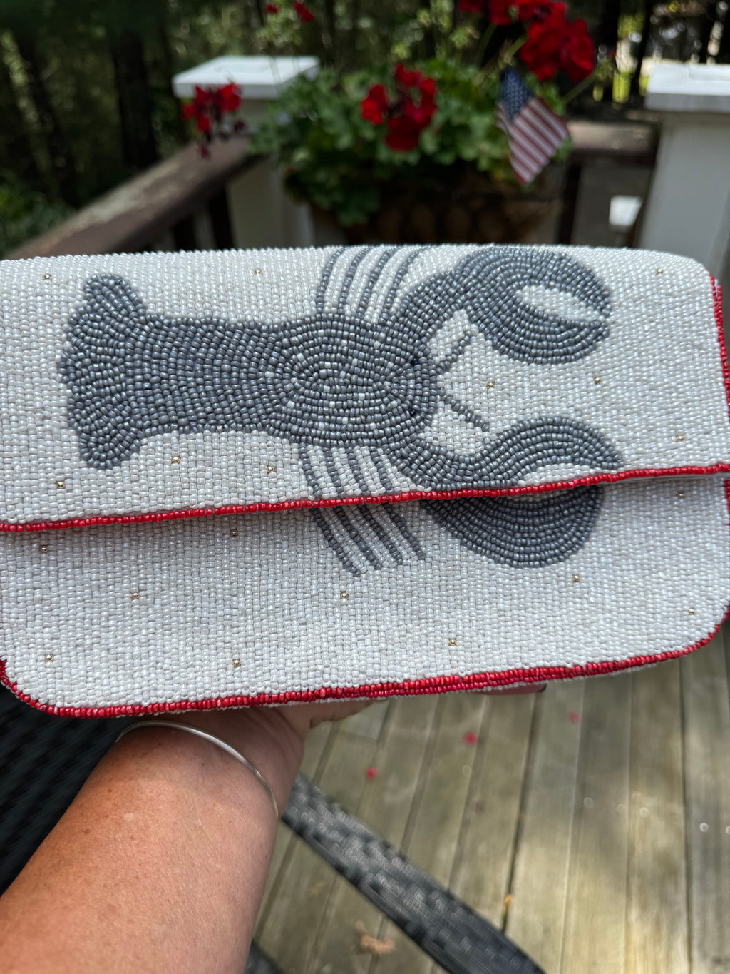 Blue Beaded Lobster Bag
