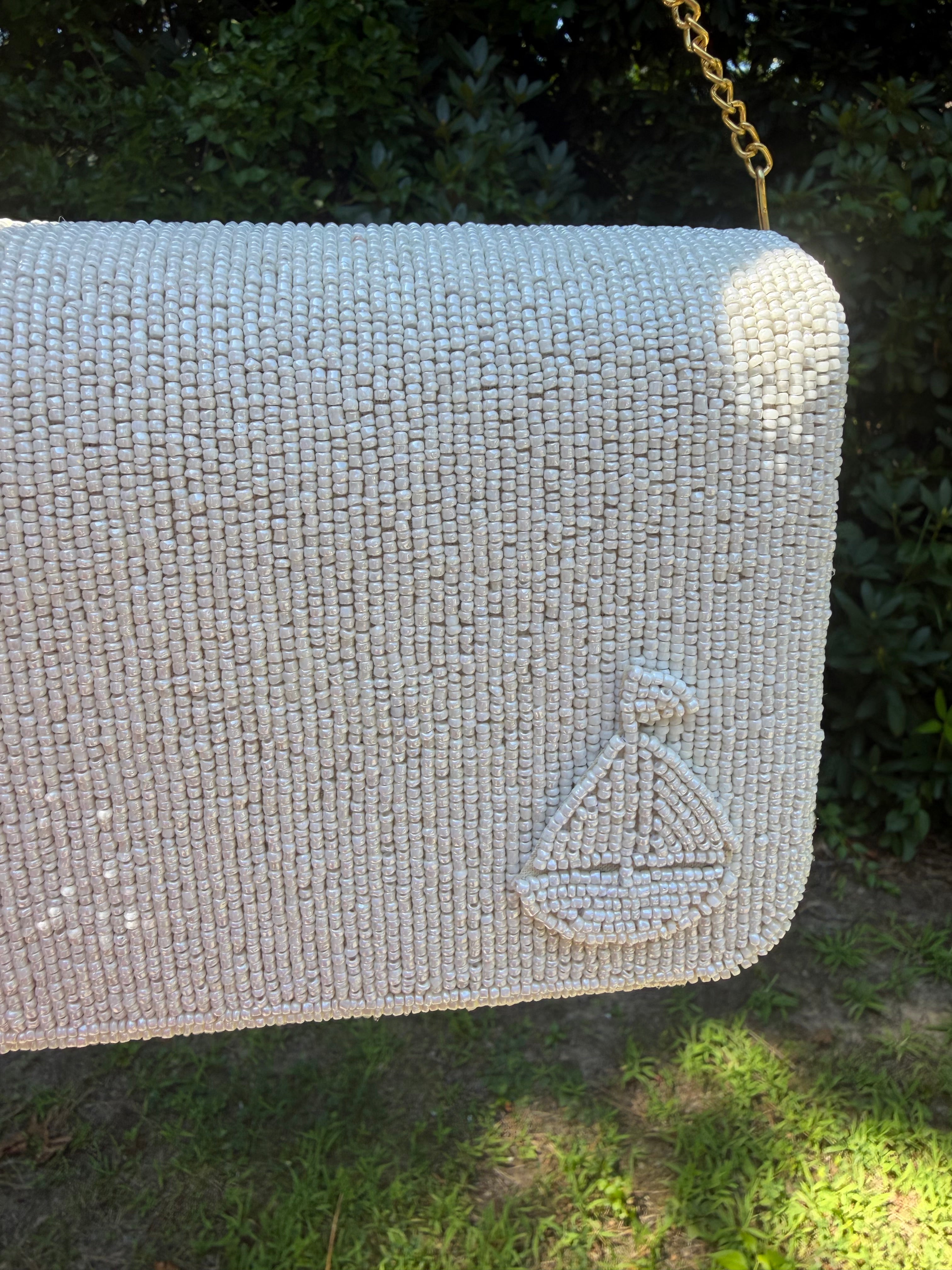 Sand Dollar Beaded Clutch