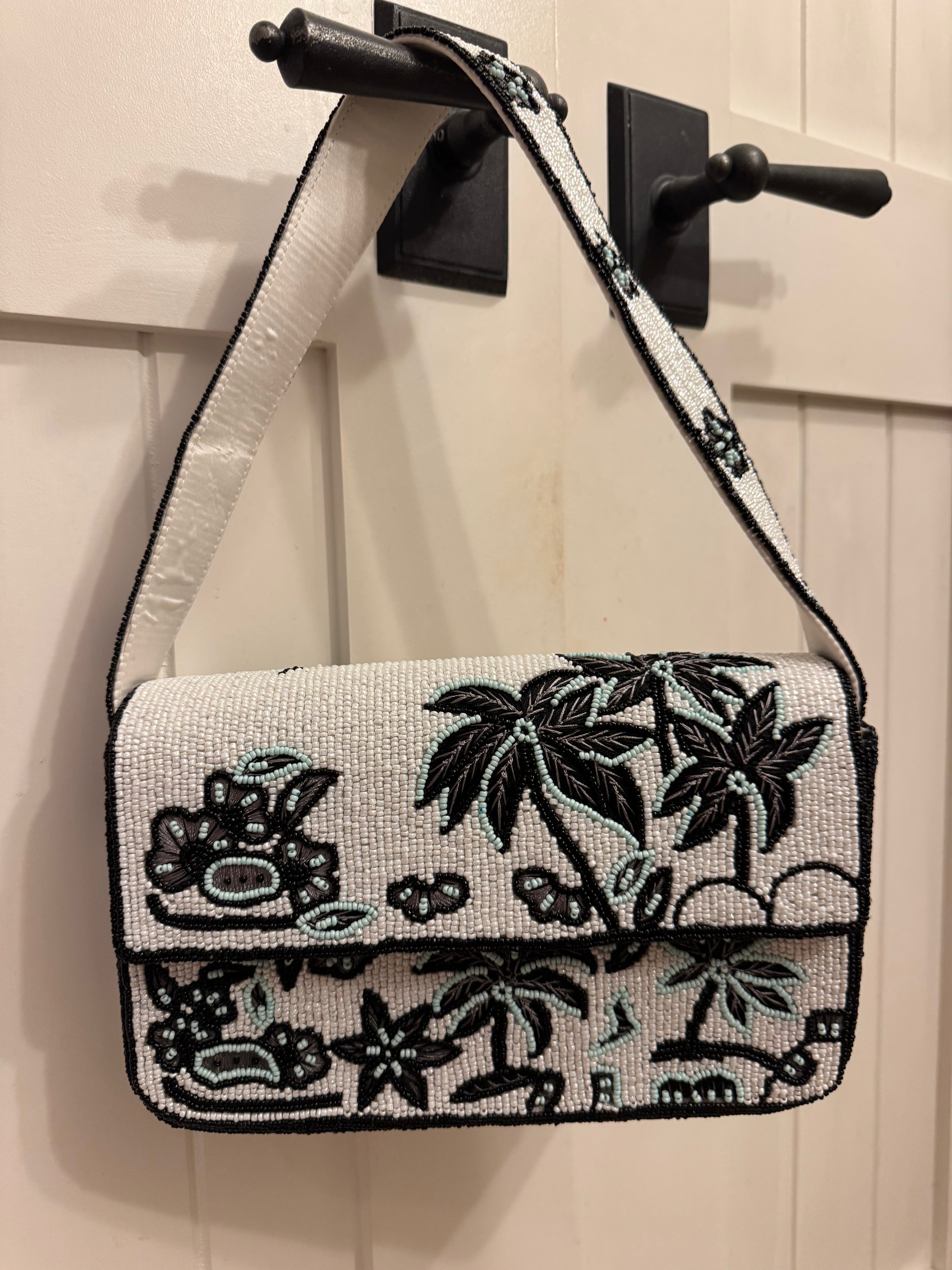Handmade Beaded Bag - Palms | Artisan Statement Piece