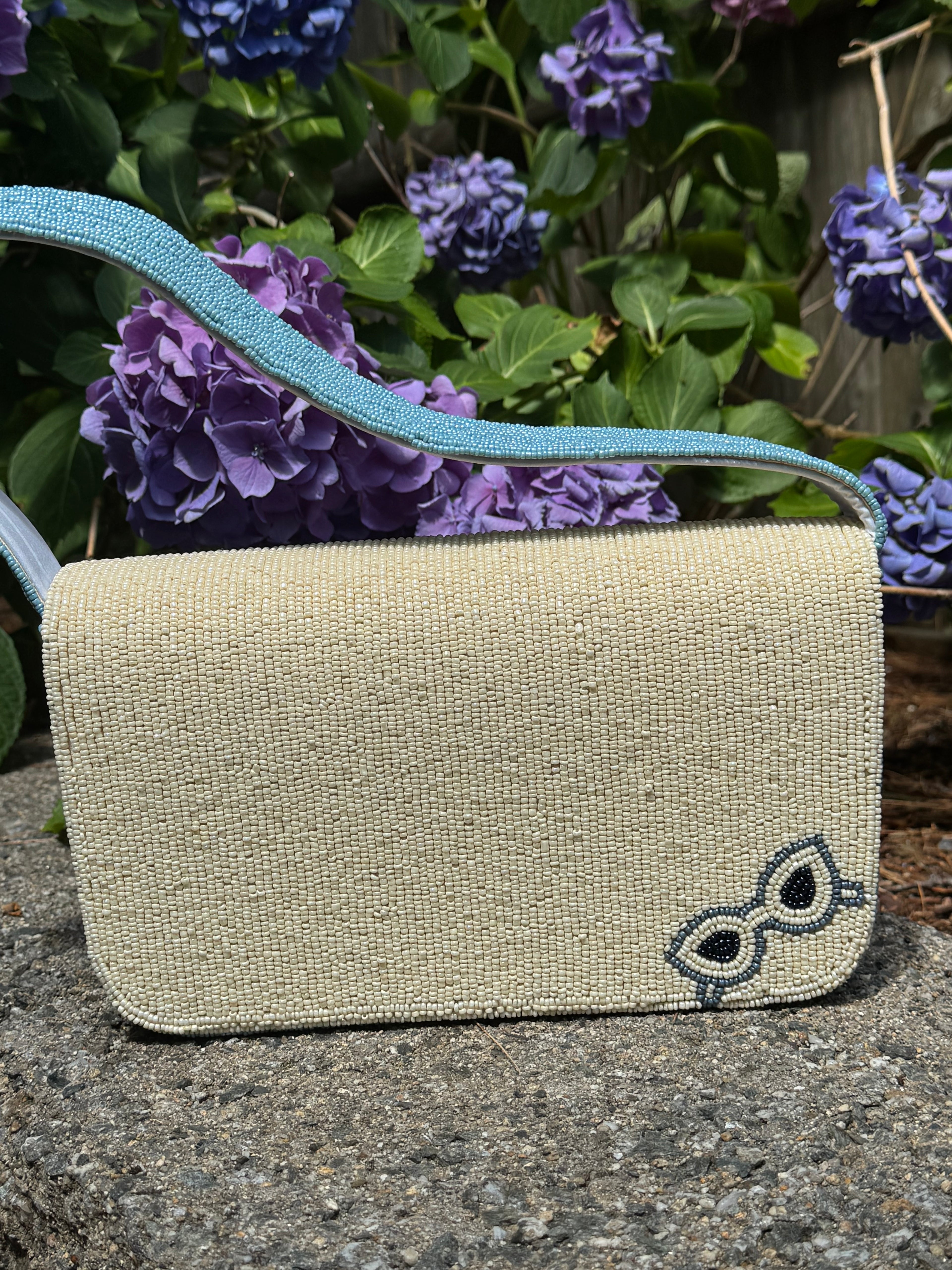 Blue Bathing Suit Bag | Handmade Beaded Bag