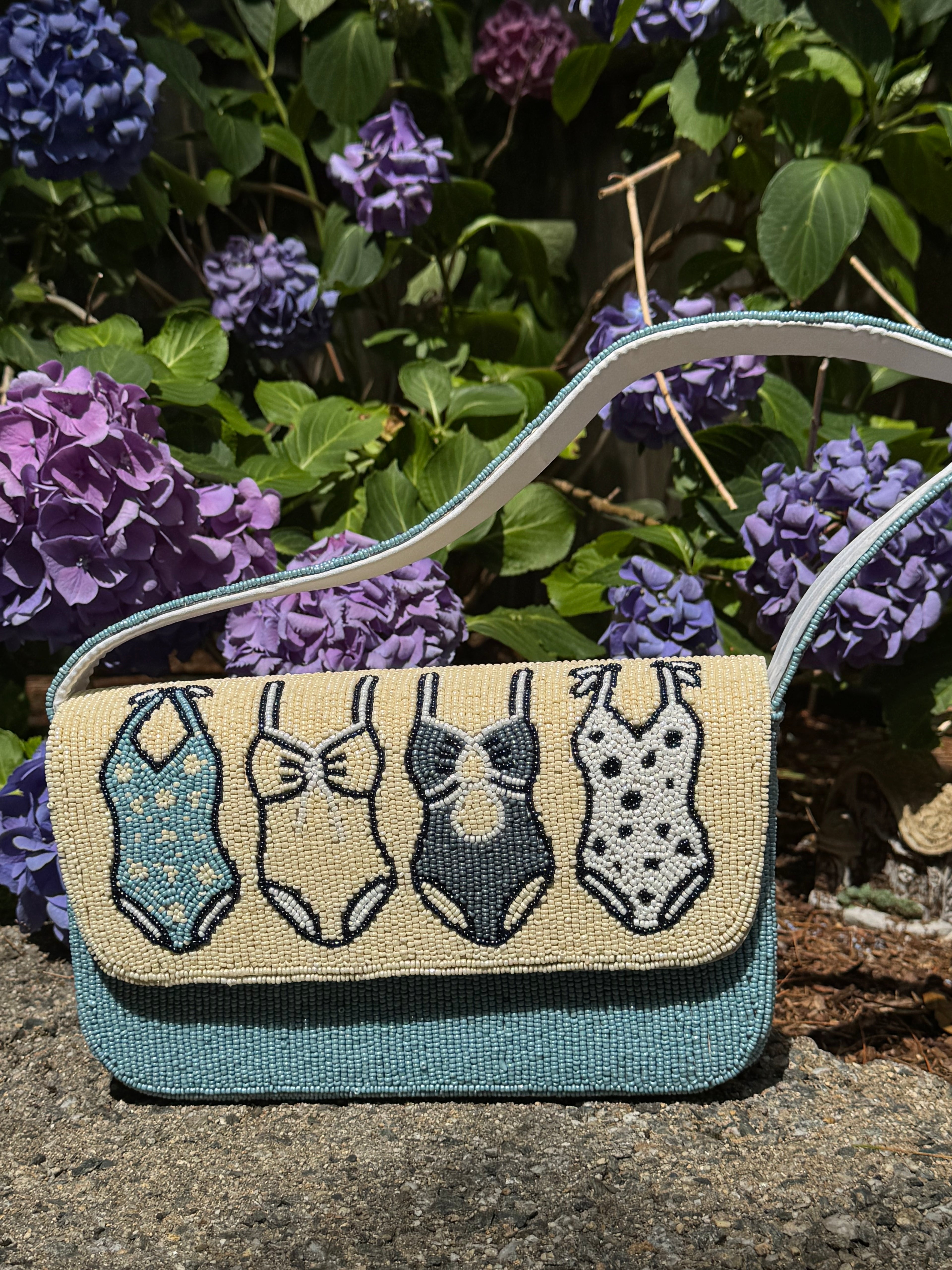 Blue Bathing Suit Bag | Handmade Beaded Bag