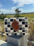 Gingham Leaf Beaded Cross Body Bag