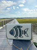 Coastal Fish Beaded Crossbody Bag