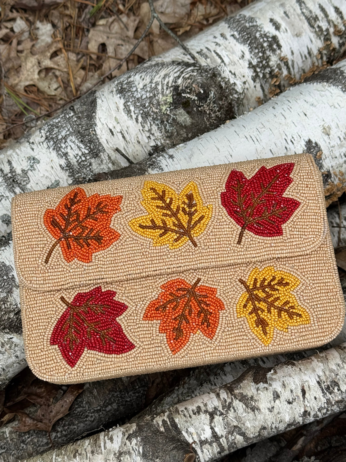 Falling Leaves Beaded Shoulder Bag