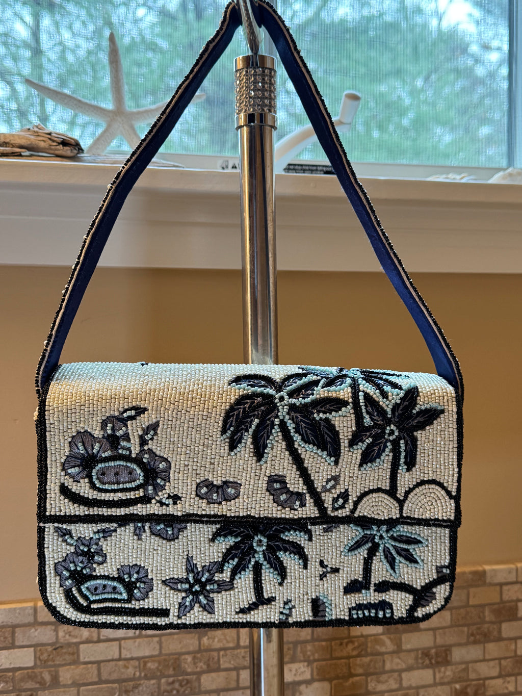 Handmade Beaded Bag - Palms | Artisan Statement Piece