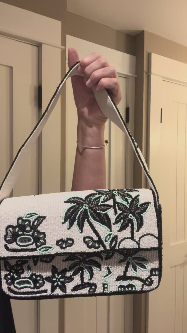 Handmade Beaded Bag - Palms | Artisan Statement Piece